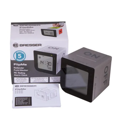Bresser FlipMe Tabletop Alarm Clock, silver