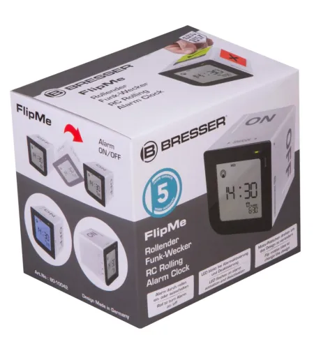 Bresser FlipMe Tabletop Alarm Clock, silver