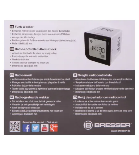 Bresser FlipMe Tabletop Alarm Clock, silver