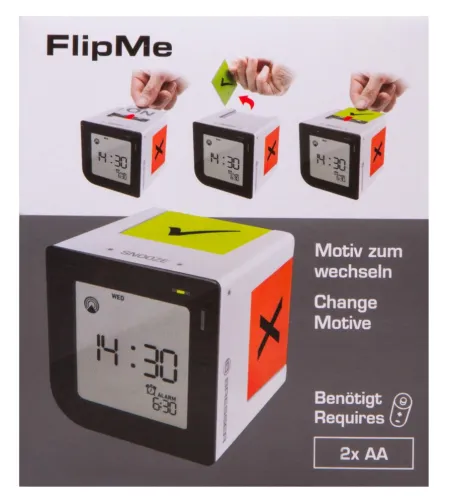 Bresser FlipMe Tabletop Alarm Clock, silver