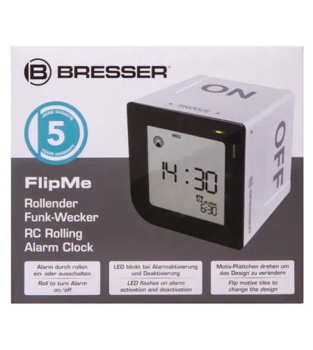 Bresser FlipMe Tabletop Alarm Clock, silver