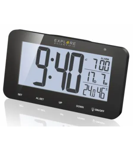 Explore Scientific RC Digital Alarm Clock, black