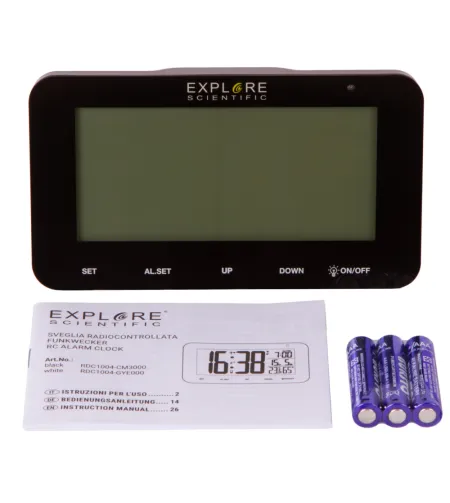 Explore Scientific RC Digital Alarm Clock, black