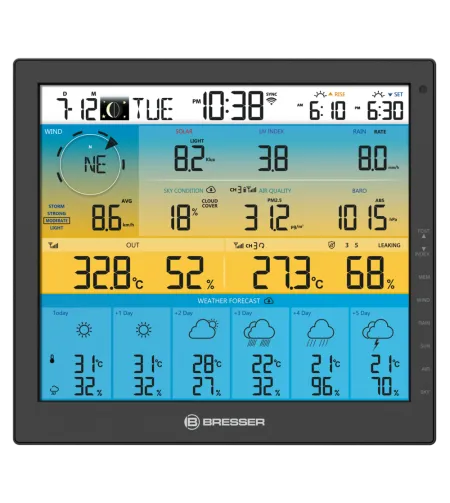 BRESSER 7-in-1 6-day 4CAST PRO SF WIFI Solar Weather Center 7-in-1