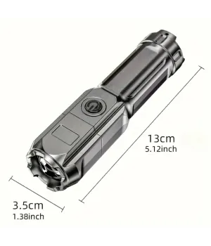 Compact and powerful flashlight with zoom - USB rechargeable 800mAh