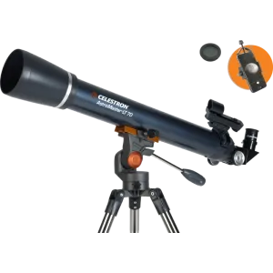 „Celestron Astromaster LT 70AZ&ldquo; su telefono adapteriu ir mėnulio filtru