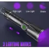 UV ultravioletinių spindulių LED žibintuvėlis 395 nM su priartinimu